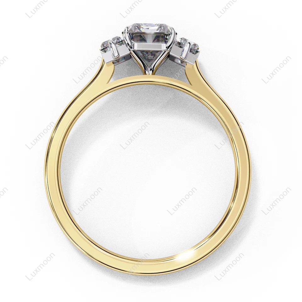 Anillo de compromiso de diamantes blancos talla esmeralda de 1,60 quilates creado en laboratorio de oro amarillo de 10 quilates Foto 3 de 4