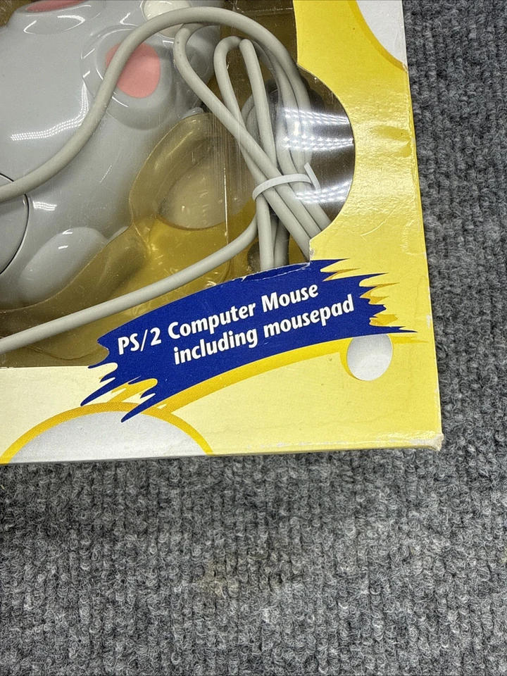 Vintage PC Computer “Mouse” PS/2 Wired Mouse Gray NEW in Box w/ Mousepad - Image 3 of 4