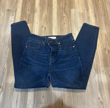 Madewell Women  s Dark Wash Blue Denim High Rise Skinny Jeans 5-Pocket Logo