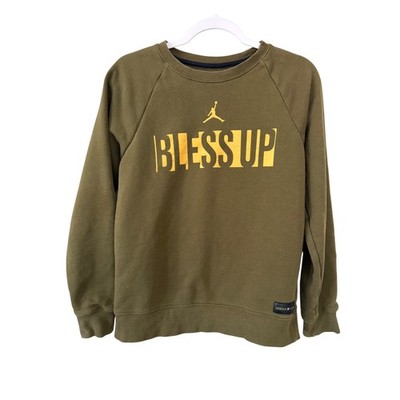 Jordan x ASAHD Bless Up Olive Green Pullover Sweatshirt Kids XL
