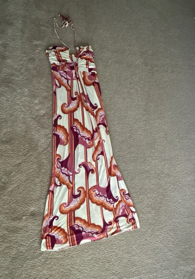 Maxi Vestido Tejido Halter T Bags Los Angeles Para Mujer Mod Estampado Geométrico Talla XS Foto 3 de 4