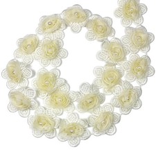 12.8m Perlen Blume Organza Spitzenrand für DIY Kleid Saum Handwerk-Nähen Zubehör