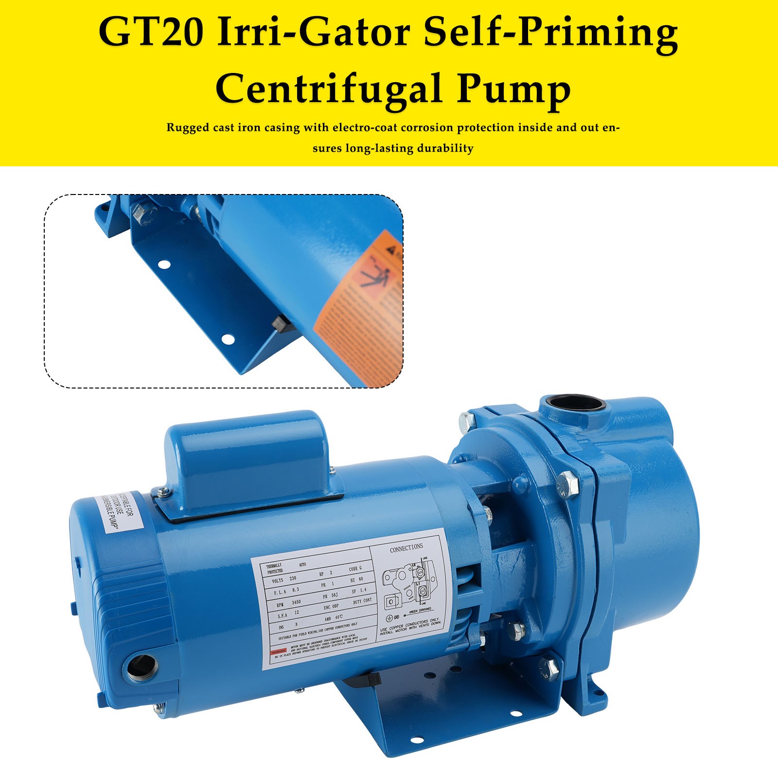 86 GPM 2 HP GT20 Irri‑Gator Self‑Priming Centrifugal Pump Replace Goulds B9