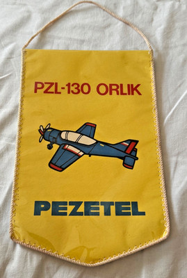 Alter Wimpel Flugzeug PZL-130 ORLIK PEZETEL - FROM PZL WARSZAWA POLAND Tischwimp