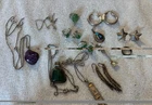 BIG Estate Sterling Silver VTG Jewelry Lot Rings Necklaces Earrings Pendants NR