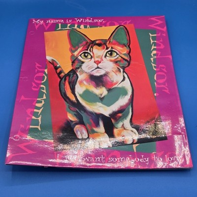 Rob Burns 1997 Kitten Art Print Folder Pockets Windsor Cat Little Orphan Animals
