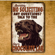 Chocolate Lab No Soliciting Sign labrador dog metal tin handmade outdoor door
