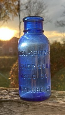 Scarce Size 6.5  Bromo Seltzer Baltimore MD Emerson Medicine Bottle Cobalt Nice
