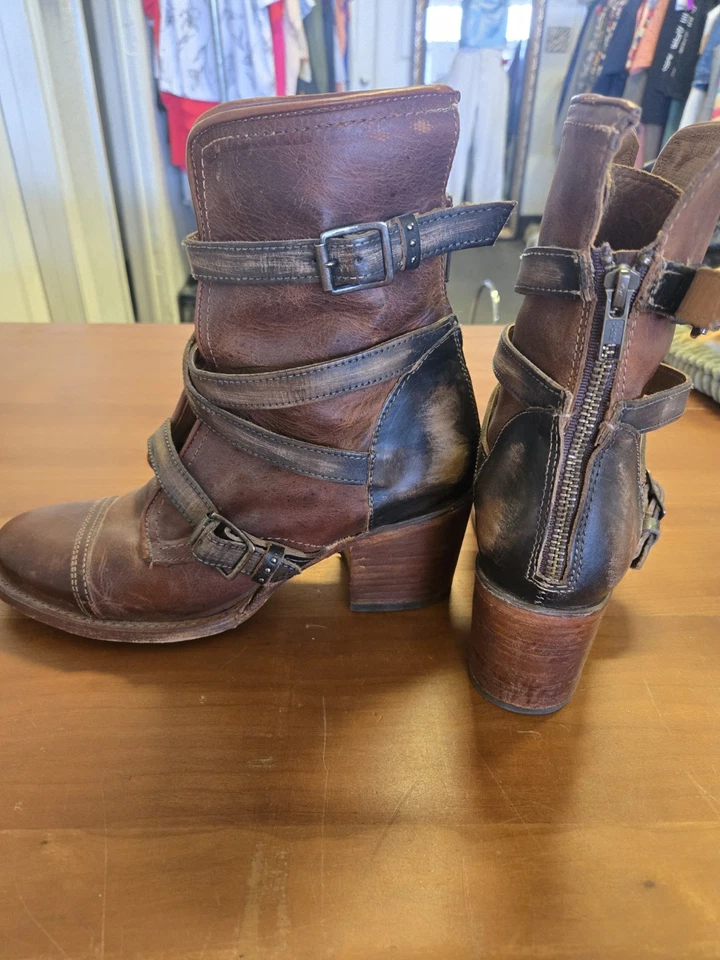 Botines Freebird by Steven para mujer de cuero marrón con tiras y hebilla talla Foto 4 de 4