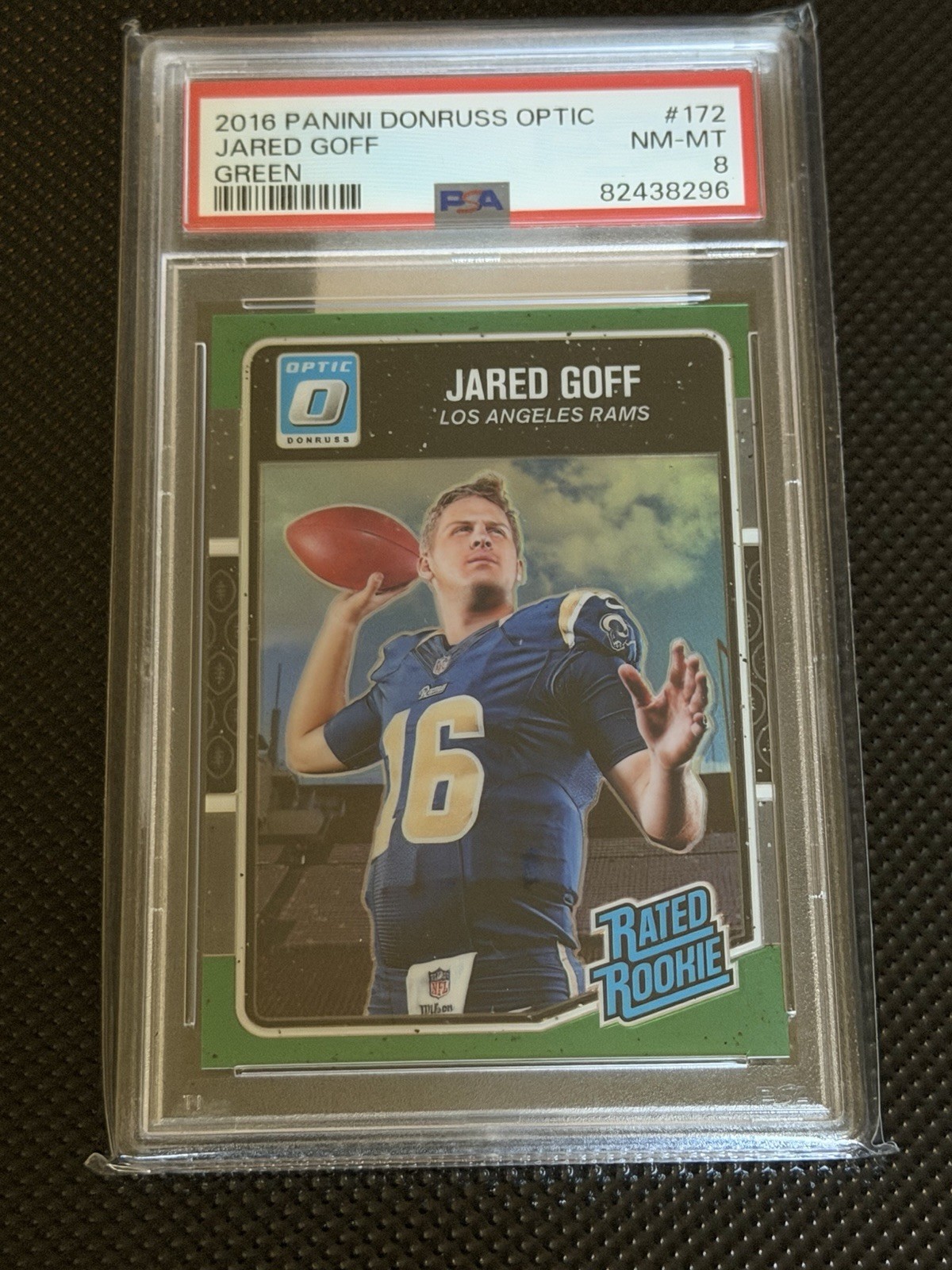 2016 Donruss Optic Jared Goff Green PSA 8 RC /5 Rare