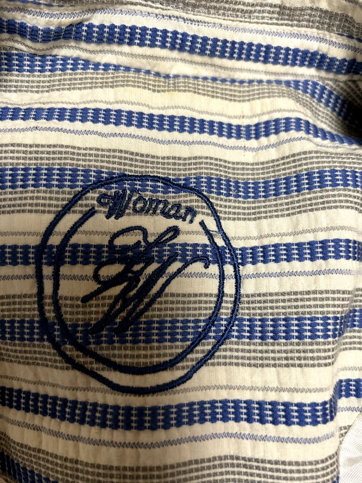 	Chaqueta, mezcla de algodón azul, blanco gris rayas  Foto 4 de 4