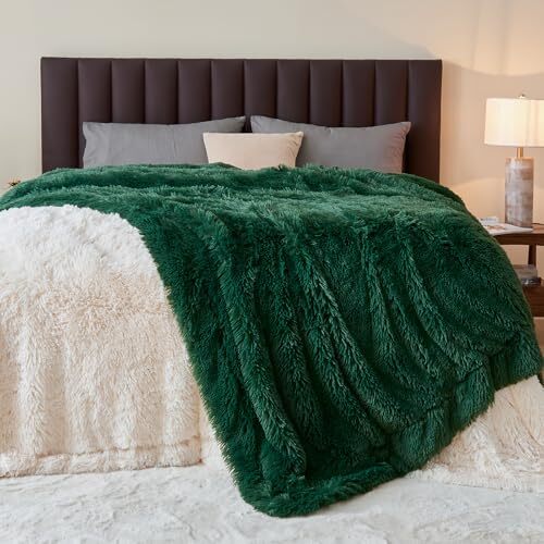 Fuzzy Faux Fur Throw Blanket Super Soft Cozy Plush Throw(50"x60") Dark