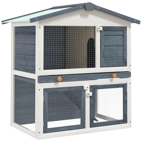 Outdoor Rabbit Hutch with 3 Doors Chicken Cage Animal House Pet Carrier vidaXL - Picture 3 of 34