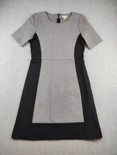 J Crew Dress Knee Length Womens Pencil Slim Size 0 Gray Black Stretch Back Zip