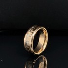 Greek Key Inlay Modern Fashion Band Unisex 8mm Gold Tungsten Promise Ring Black