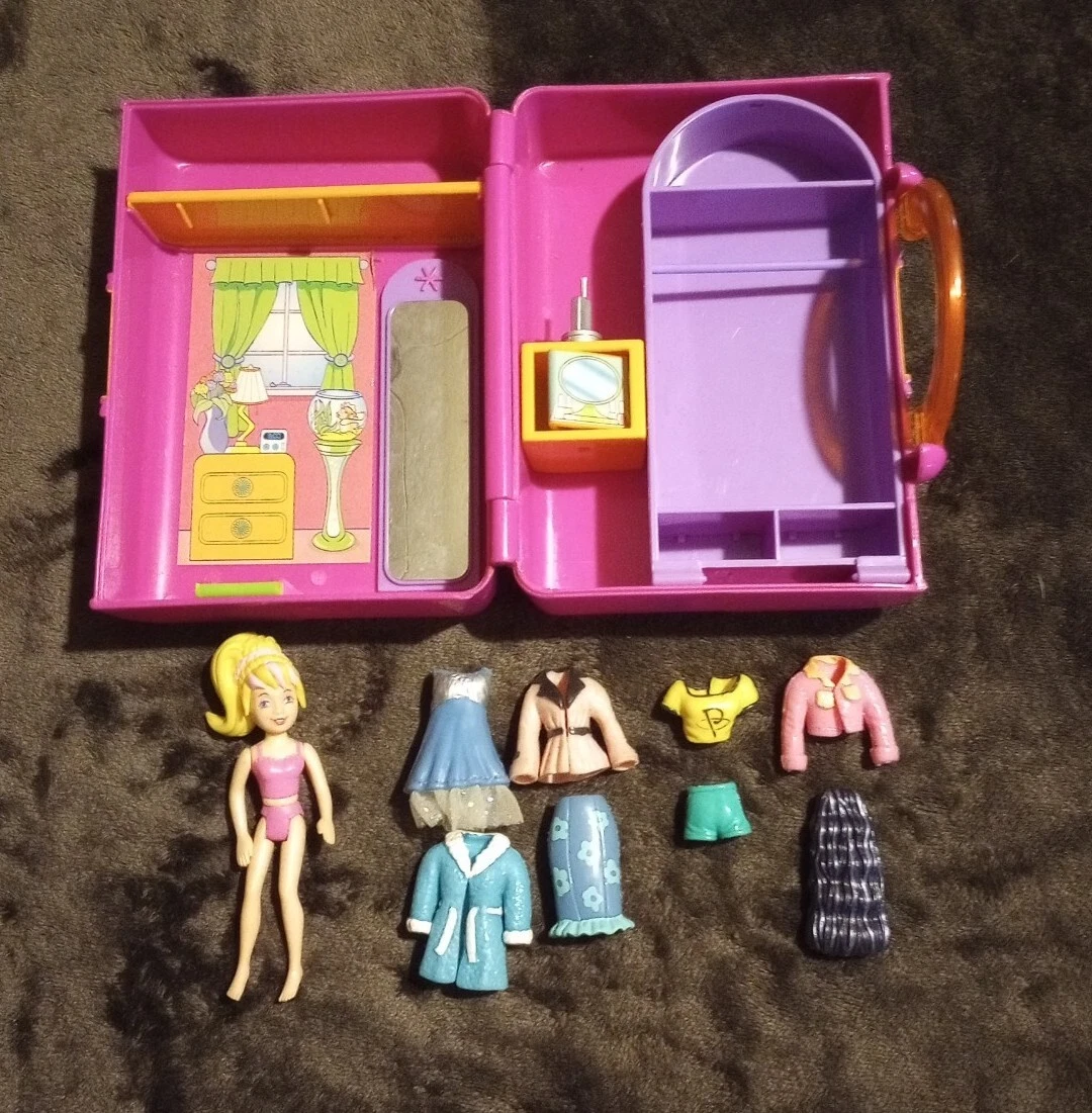 2000 Mattel Polly Pocket Doll Accessories Fashion Carrying Case Doll and  Clothes