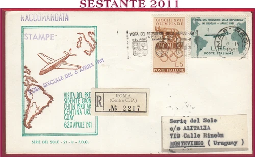 ITALY FDC SERIES OF THE SUN VISIT PRESIDENT GRONCHI TO ARGENTINA 1961 ROME Y689
