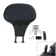 Black Blue Rider Driver Backrest Pad For Harley Street Road Glide King 1988-2023