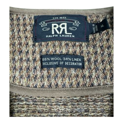 RRL Ralph Lauren Wool Linen VTG Mens Brown Woven Vest Size XL Excellent - Picture 3 of 9