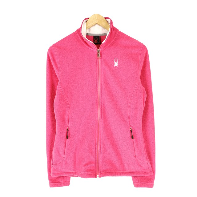 Spyder Fleece Jacket M Women's Full Zip Solid Pink Embroidered