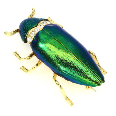 New Huge Elegant 51ct Green Beetle, bug SS 925, Rhodium & Crystal Brooch, Pin