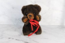 Vintage Russ Plush Teddy Bear Brown Grizzly 6.5" RARE Red Bow