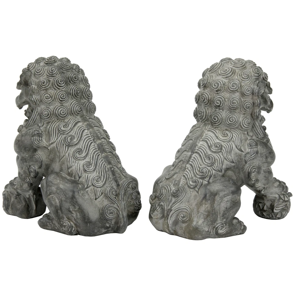 Estátuas de cachorro foo sentado 9 pol. (conjunto de duas) - Imagem 3 de 4