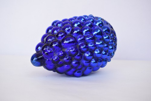 Antike Kugel Ornamente Blau Glas Traube Christbaumkugel Messingkappe Kobal"120 - Bild 7 von 10