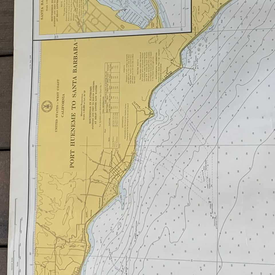 Vtg NOAA Chart Port Hueneme Santa Barbara Channel Islands Ventura March '73 5120 - Image 2 of 4