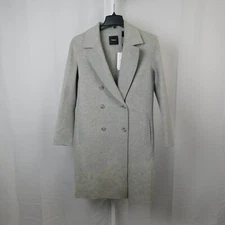 Theory Winsome City Coat Wool Cashmere Blend Double Breasted Peacoat - Grey #B16