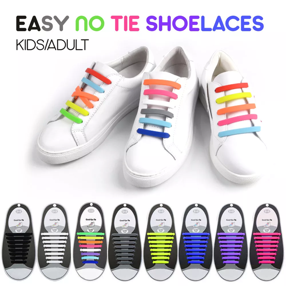 No Tie Shoelaces for Kids Adults, Elastic Silicone Shoe Laces for Sneakers  