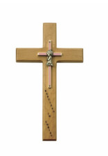 10" PERSONALIZED BAPTISM BABY GIRL MAPLE WOOD AND BRASS WALL CROSS