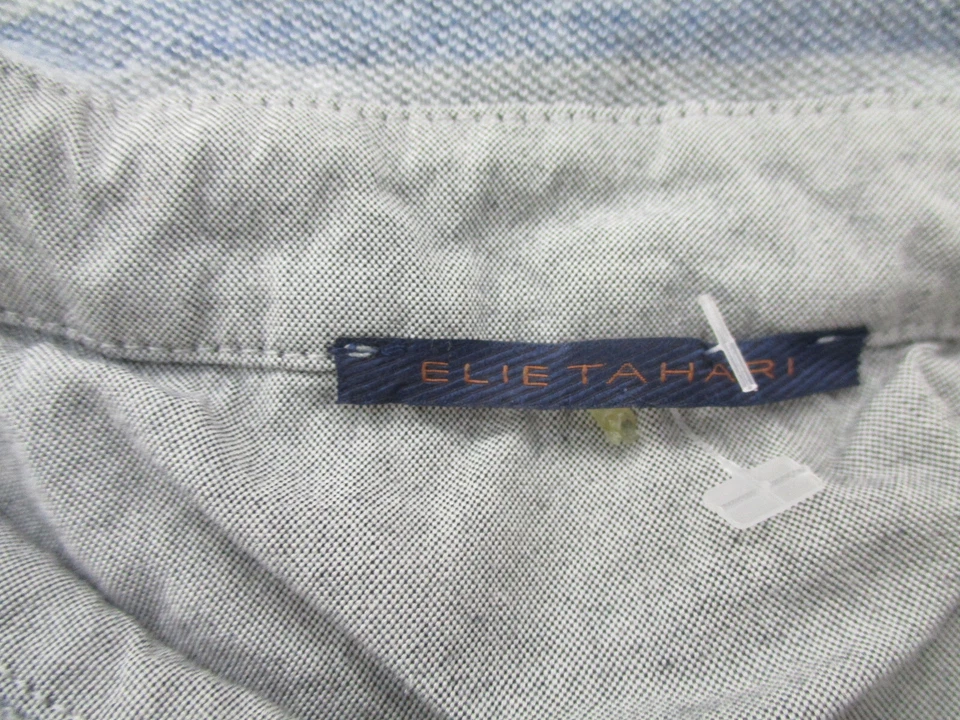 Elie Tahari Polo Shirt Mens Large Gray Blue Striped Short Sleeve Casual - Image 3 of 4