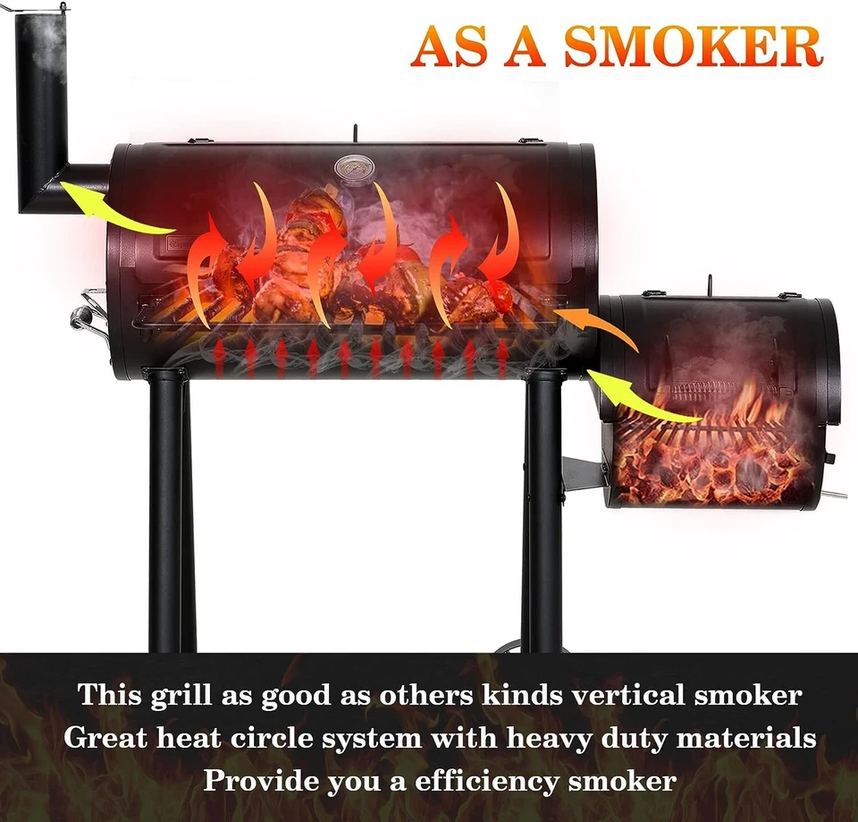 Outdoor Charcoal Grill Smoker Charcoal Barbecue Grill with Large Cooking Area - Image 3 of 4