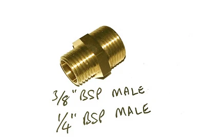 3/8 Inch BSP to 1/4 Inch BSP Male to Male Reducing Nipple Water Air Fuel Gas