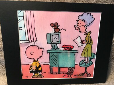 CHARLIE BROWN~SCHOOL TEACHER~PEANUTS~11x14 Mat Print~A MOUSE & A