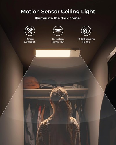 Rechargeable Motion Sensor Ceiling Light Upgraded,Closet Light with 12000Mah Bat - Picture 3 of 11