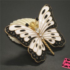 New Fashion Women White Enamel Cute Butterfly Crystal Charm Brooch Pin Gift