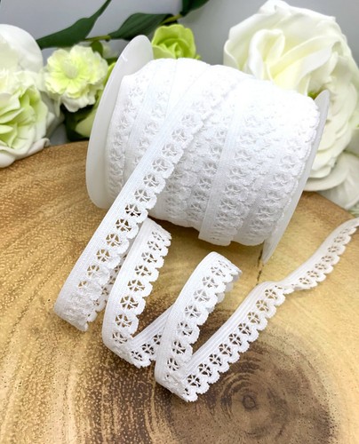 Weiße Dessous elastische Zierleiste FOE Pickot Spitze Unterwäsche Slips BH Riemen Hochzeit - Bild 9 von 10