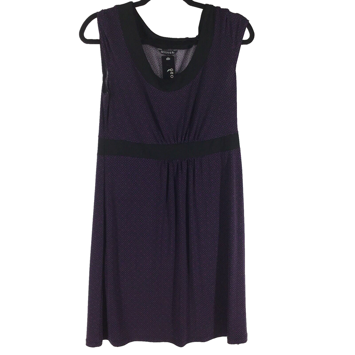 dark purple fit and flare dress Rareism Women's Lesman Dark Purple Cotton V-Neck Plain Puff Sleeves Ma main image 0