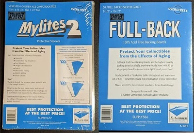 50 E. Gerber Silver & Golden Age Mylites 2 & 35 PT Full Backs 775M2 750FB 7 ¾”