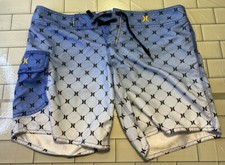 Hurley Youth boys All over print logo swim board shorts swimsuit size 5 logo sun