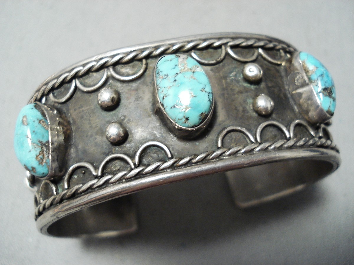 Rodeo Lasso Vintage Native American Navajo Turquoise Sterling Silver Bracelet Rodeo Lasso Vintage Native American Navajo Turquoise Sterling Silver Bracelet