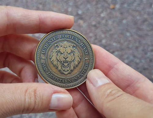 Audentes Fortuna Iuvat Coin | EDC Reminder Coins | Gift Husband Son - Video 1 of 1
