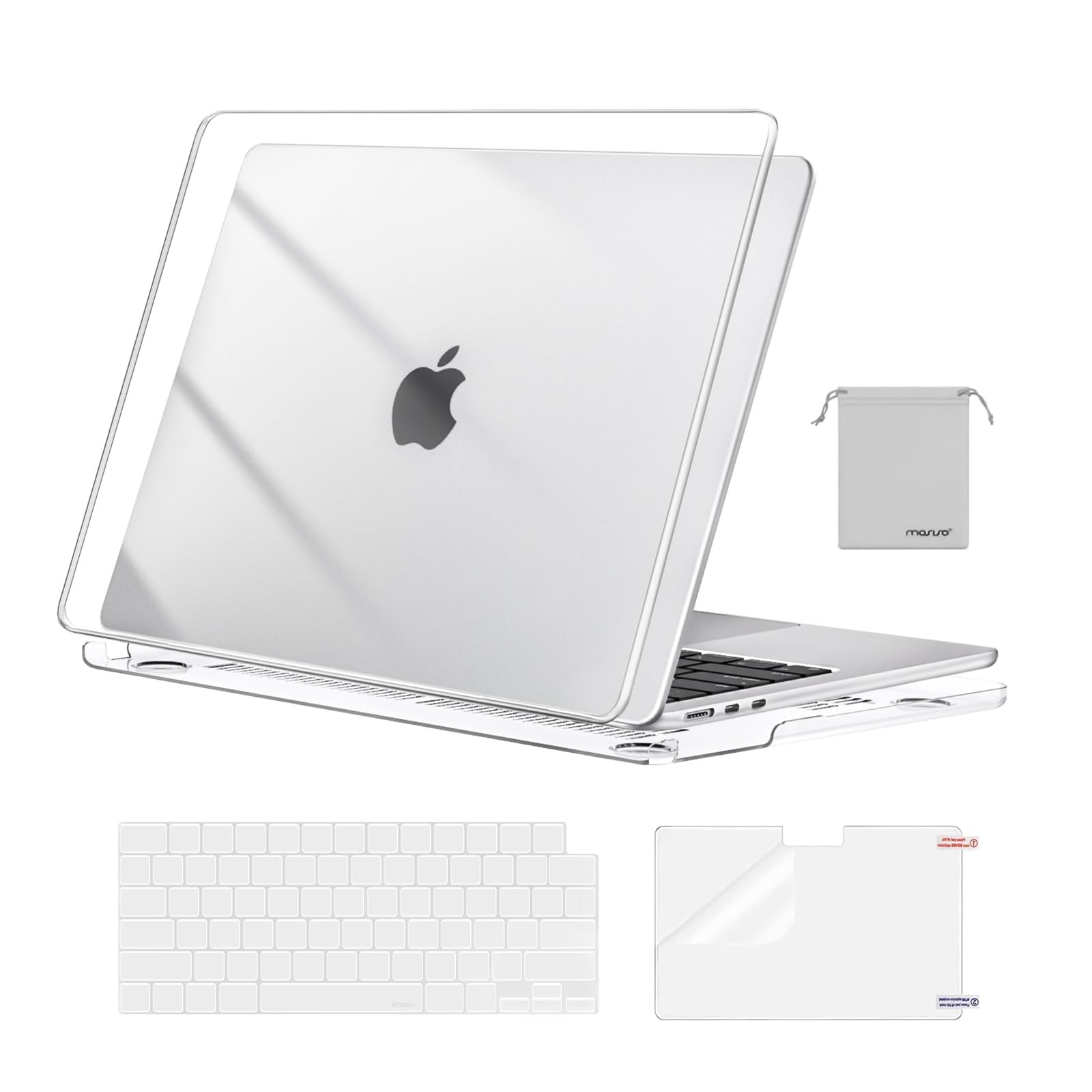 MOSISO Compatible with MacBook Air 13 inch Case M5 2026 M4 2025 Crystal Clear 