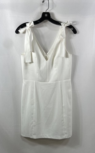 Amanda Uprichard Women's White Tie Shoulder V-Neck Mini Dress Sz M NWT