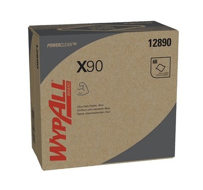 WypAll 12890 Power Clean X90 Ultra Heavy Duty Cloths Wipes Pop-Up Box Blue