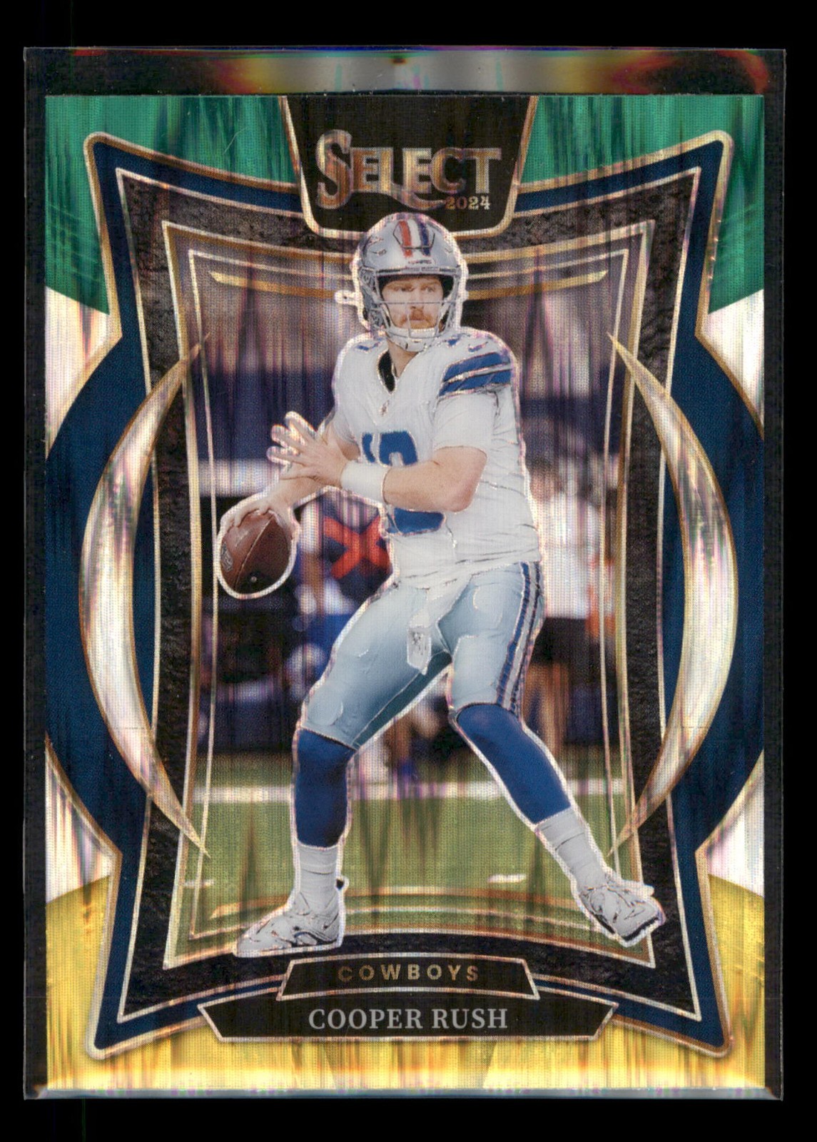 2024 Panini Select #22 Cooper Rush Green & Yellow Prizm Shock