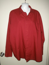  477 Oleg Cassini Men's 17.5 34/35L L/S Button Up Dark Maroon Single Needle