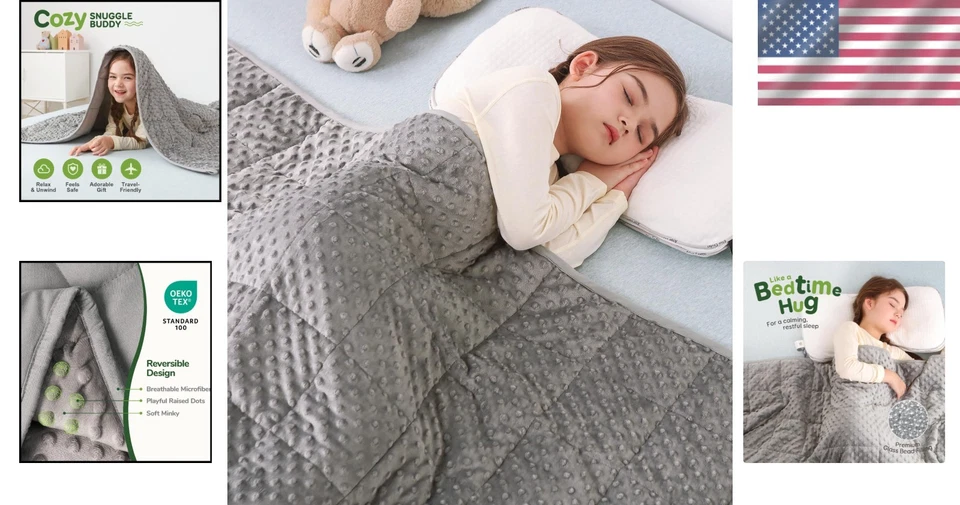 7 lbs Weighted Blanket, Reversible Minky and Breathable 41x60" for All Seasons - Image 2 of 4